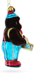 Fluffy Monkey Drumming Blown Glass Christmas Ornament