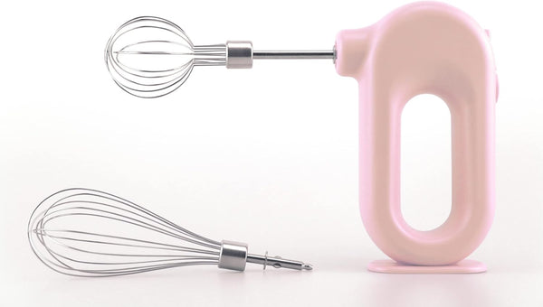 MINI Cordless Electric Hand Mixer, USB Rechargeable Handheld Egg Beater with 2 Whisks, 4 Speed Modes, Pink