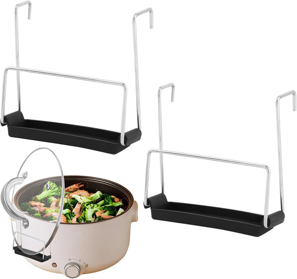 EMVANV Slow Cooker Lid Holder, 2pcs Stainless Steel Pot Rack with Silicone Sink, Keeps Countertop No Mess