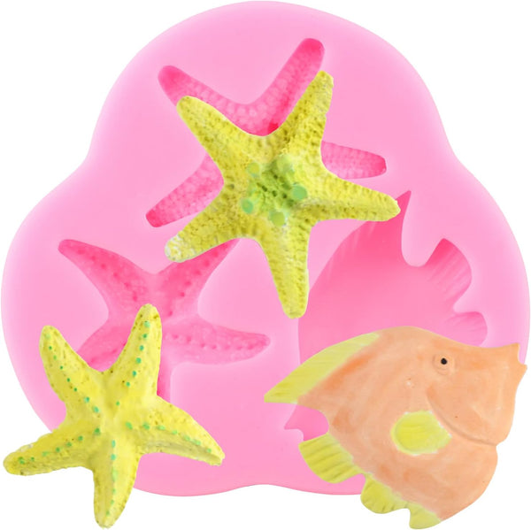 Marine Theme Silicone Mold, Starfish Fondant Molds for Cake Decoration, Cupcake Topper, Chocolate