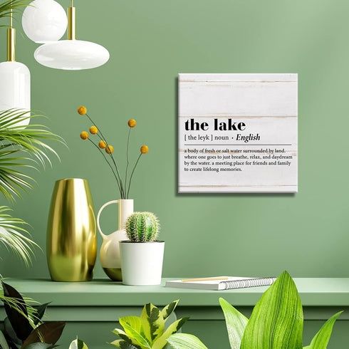 Country the Lake Definition Canvas Prints Wall Art Decor, Lake Themed Poster Painting Framed Artwork 8 x 8 Inch Summer