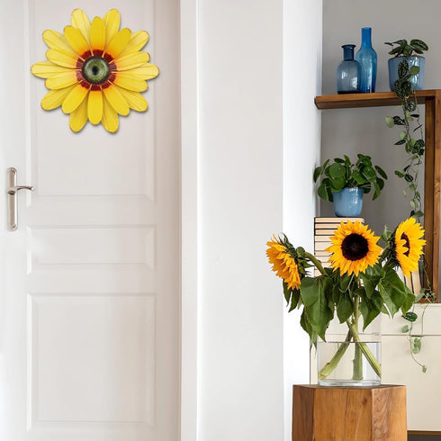YEAHOME Sunflower Garden Decor, 11'' Metal Flower Wall Art for Kitchen, Bathroom, Indoor Outdoor