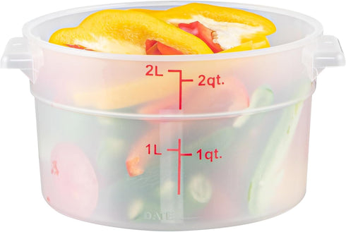 Restaurantware-Met Lux 2 Quart Food Storage Container - Translucent with Red Volume Markers, Lids Sold Separately