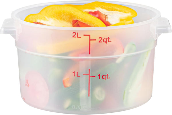 Restaurantware-Met Lux 2 Quart Food Storage Container - Translucent with Red Volume Markers, Lids Sold Separately