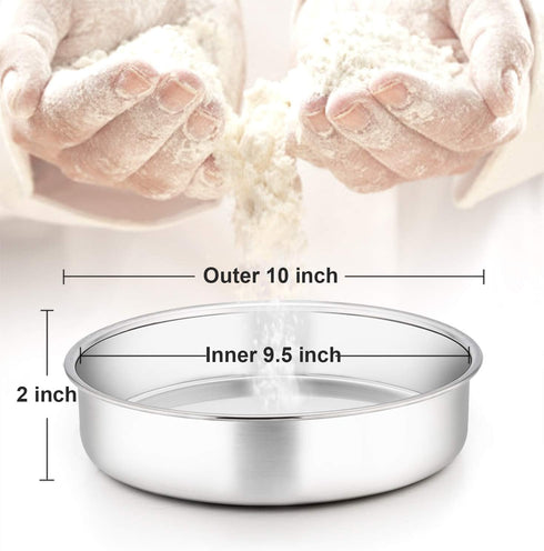 TeamFar 9½ Inch Cake Pan Set of 3, Round Stainless Steel Cake Pans for Baking, Steaming, Serving, Perfect for