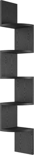 GREENDEW 5-Tier Wall Mount Radial Floating Corner Shelf, Wood Display Storage Shelves for