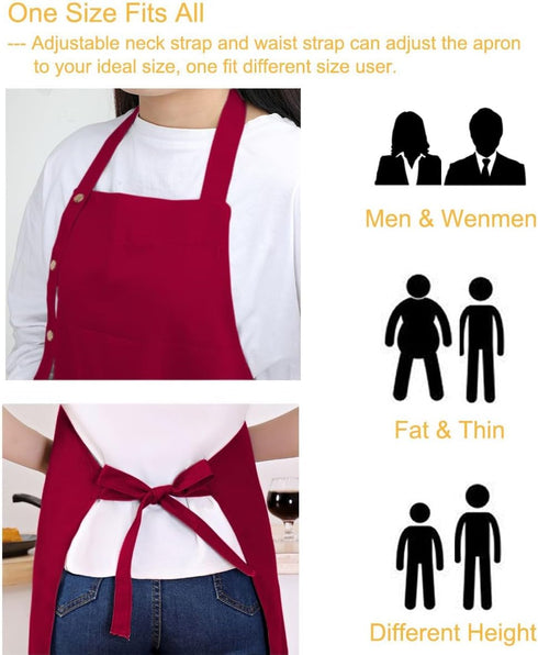 Aprons for Women Men with Pockets Adjustable Straps Waterproof Canvas Kitchen Cooking Apron for Chef Waitress Server