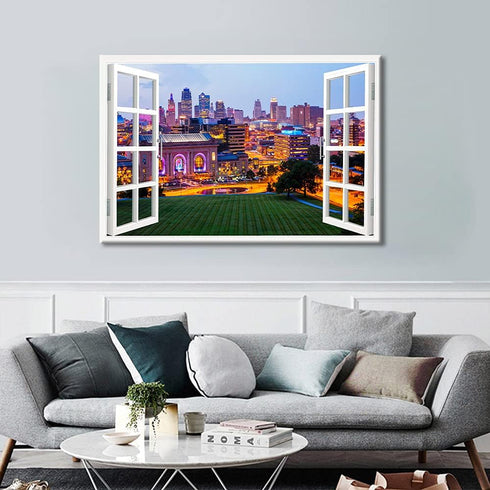 Art Paintings for Home Walls Kansas City, Missouri Cityscape Canvas Wall Art for Bedroom Decor