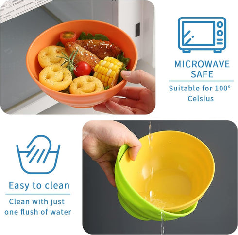 Plastic Bowls Set of 8 Pieces, 2 Sizes 17/34oz Unbreakable Reusable Lightweight Bowls for All Purpose