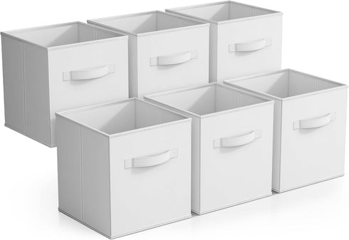 Sorbus 6 Pack Foldable Storage Cubes, 11 Inch White Fabric Organizers for Versatile Use, Collapsible and Durable