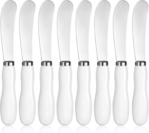Patelai 8 Pcs Butter Spreader Knives, Stainless Steel Butter Knife with White