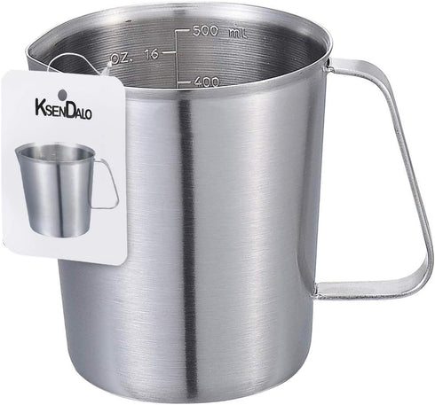 KSENDALO 16oz/2Cup SUS304 Stainless Steel Measuring Cup - Precision Engraved Markings for Kitchen