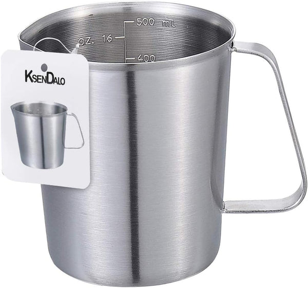 KSENDALO 16oz/2Cup SUS304 Stainless Steel Measuring Cup - Precision Engraved Markings for Kitchen
