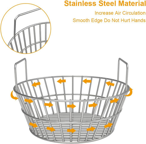 14 inch Stainless Charcoal Basket for Large Big Green Egg Grill, Charcoal Grill Ash Basket fits Kamado Joe Classic, BGE