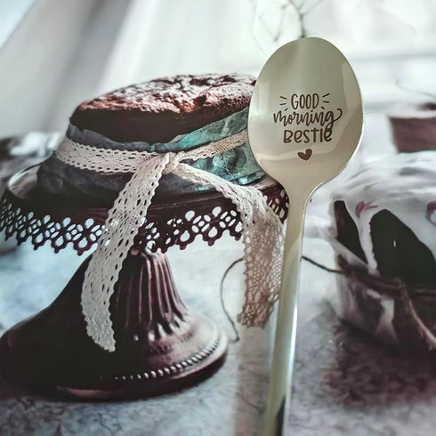 Bestie Best Friend Spoon Gifts for Women and Teen Girls - Good Morning Spoons for Coffee and Tea Lovers