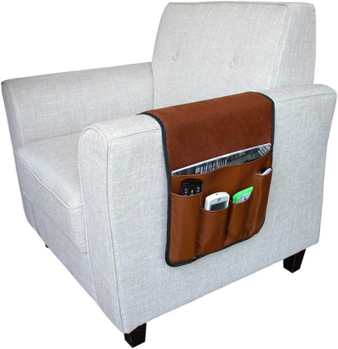 JIAHG 5 Pockets TV Remote Control Holder Couch Sofa Tray Armrest Organiser Oxford Chair Couch Caddy Sofa Armrest Bag