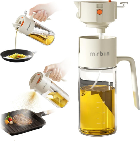 2 1 550ml 18.5oz MRBIN in Olive Oil Dispenser Spray and Pour, / Food Grade Glass Avocado Mist Bottle, Vinegar
