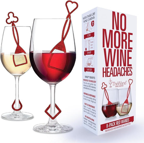 PureWine Red Wand Filters for Histamines and Sulfites, May Reduce Wine Allergies & Sensitivities, Includes Glass Charm