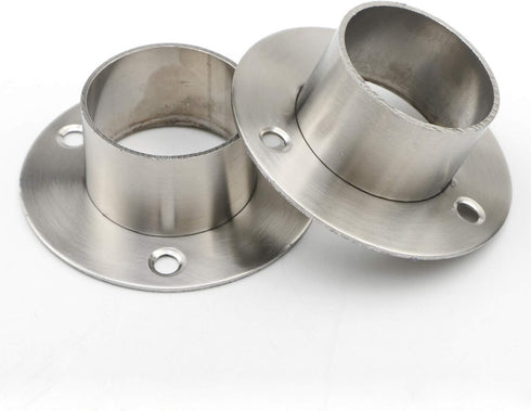 Stainless Steel Closet Rod Flange Holder for 1.5 inch (38mm) Diameter Steel Pipe, Pack of 2