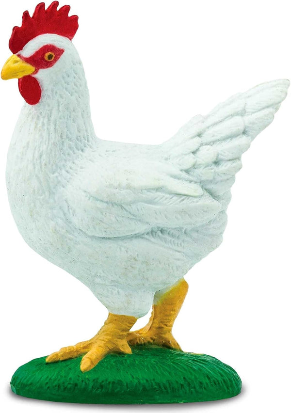 Safari Ltd. White Leghorn Chicken Figurine - Lifelike 2.25" Model Figure -