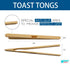 Weber's Wonders Set of 2 Reusable Bamboo Toast Tongs, 8 Inch Long Wooden Kitchen Utensil for Cooking & Holding