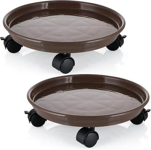 Skelang 13" Plant Caddy, Movable Plant Stand Pot Saucer, Plant Pallet Tray Trolley