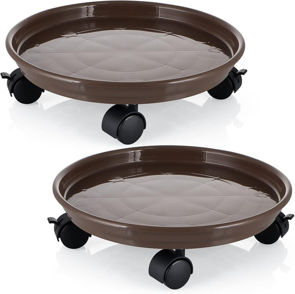 Skelang 13" Plant Caddy, Movable Plant Stand Pot Saucer, Plant Pallet Tray Trolley