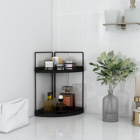 Dorhors 2-Tier Counter Counter Countertop Bathroom Organizer,Vanity Corner Shelf, Skincare, Wood Bathroom Storage
