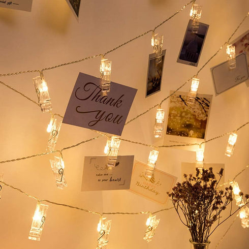 Dopheuor LED Fairy Clip String Lights, Photo Clip String Lights, Battery Operated for Gifts, Patio, Christmas, Wedding,
