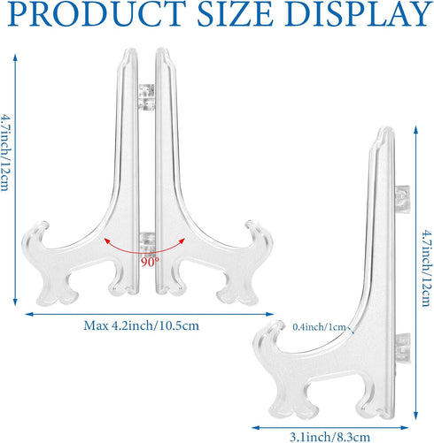 25 Pack Acrylic Easel Stand, 3 Inch Clear Plastic Mini Plate Holders for Photos, Sports Cards, Coins