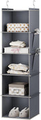 Hanging Closet Organizer, 5-Shelf Closet Hanging Storage Shelves in Grey