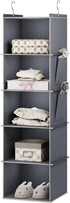 Hanging Closet Organizer, 5-Shelf Closet Hanging Storage Shelves in Grey