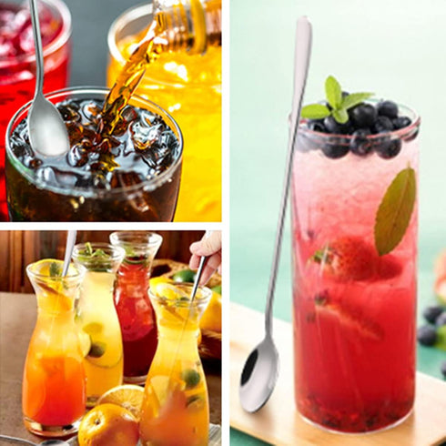 8 Inch Long Handle Iced Tea Spoons, 4pcs Premium Stainless Steel Coffee Spoon Set for Mixing, Milkshake, Cold Drink