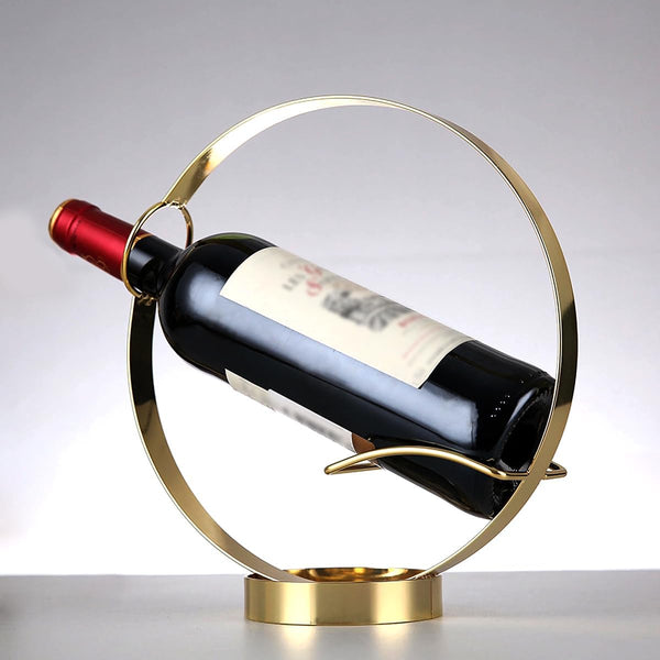 GeLive Gold Wine Bottle Holder Single Bottle Display Stand Freestanding Wine Rack