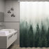 Green Misty Forest Shower Curtain, Nature Shower Curtain Set with Pine Tree Jungle Mountain Rustic Scenery for Bathroom