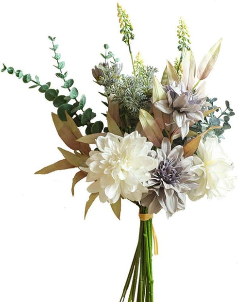 KIRIFLY Artificial Fake Flowers, Silk Flower Arrangements, Wedding Bouquets, Plastic Floral Centerpieces, Purple White