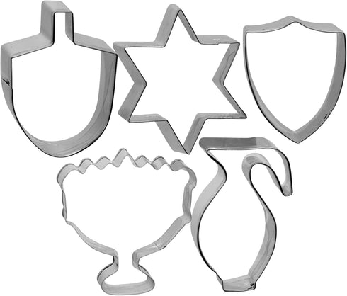 Stainless Steel Chanukah Cookie Cutters, 5 Piece Set, Hanukkah Cutters