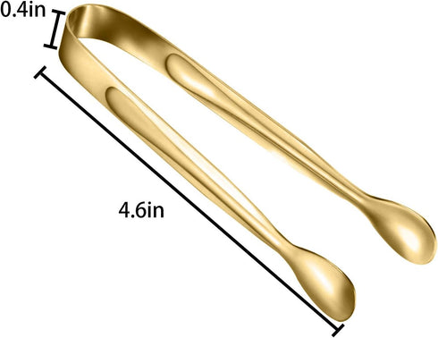 10 Pack Small Ice Tongs, Stainless Steel Mini Serving Appetizers Tongs for Party, Coffee, Tea, Wine Bar Kitchen (Golden)