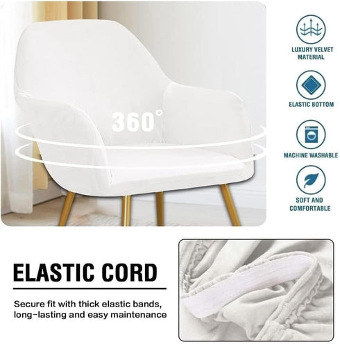 ZHUIYUAN Velvet Office Chair Slipcover with Arms, Cover for Vanity, Modern Office Computer Chair Protector, Stretch