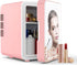Mini Fridge for Bedroom, Skincare Fridge with Dimmable LED Light Mirror, 4L Makeup Mini Fridge, Pink