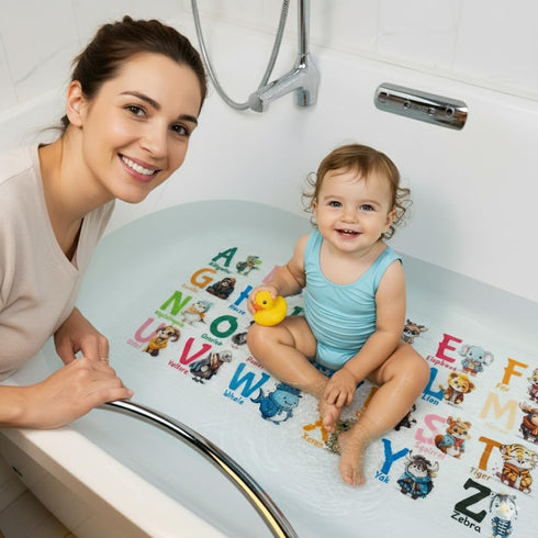 ShineCozy 35 15.3 Inch, Cute Cartoon Non-Slip Bath Mat for Tub - Anti-Slip Kids Bathtub Mat, Slip-Resistant Shower Mat