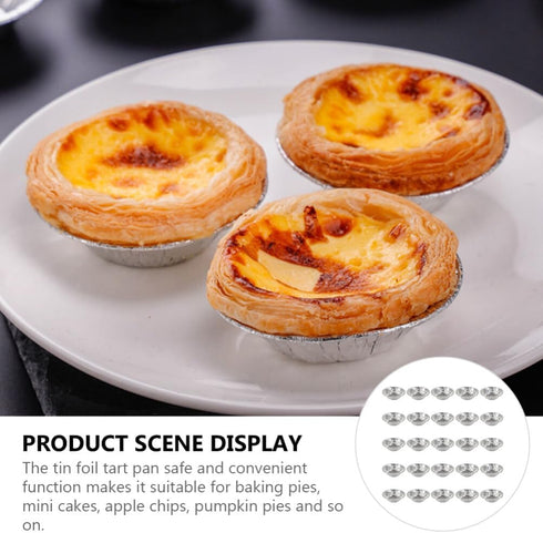 Kichvoe 250pcs Disposable Egg Tart Molds, Round Nonstick Mini Pie Pans, Aluminum Foil Bakeware for Cupcake, 2.7 Inch
