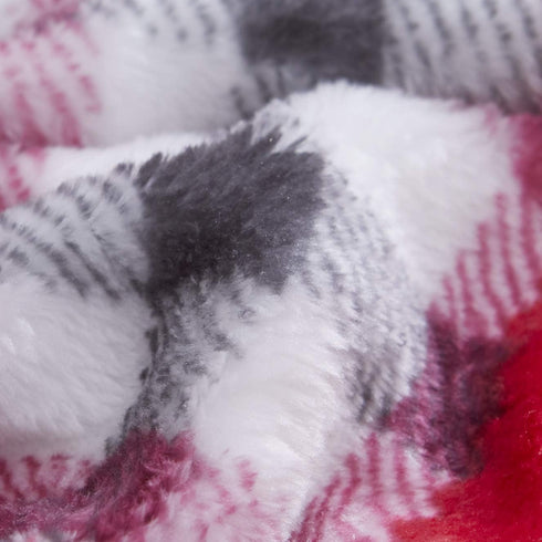 63x87, Tache Holiday Red Farmhouse Super Soft Micro Fleece Plaid Patchwork Plush Lightweight Dual-Sided Decorative