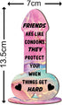 5.8in 2.8in) Friends Are Like Condoms (Multi-Coloured Marble Effect, Mdf Wood Small x - Birthday Gift for Female