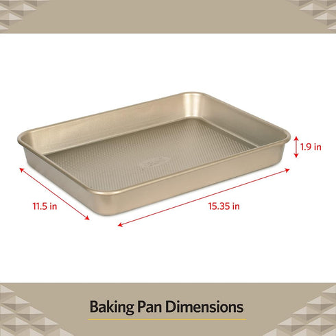Glad Nonstick Baking Pan - Medium Oblong Metal Dish for Cake and Lasagna - Heavy Duty Carbon Steel Bakeware