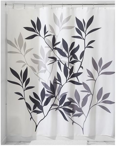 InterDesign 35620 Shower Curtain, 72 in W X 72 in L, Neutral Black/Gray