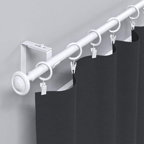 Set of 14 White Iron Metal Curtain Rings with Clips, Drapery Hooks, 1.25 Inch Interior Diameter for Hanging Curtains