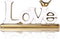 Love Sign, White & Gold Room Decor, Knick Knack Shelf, Gold Bird,
