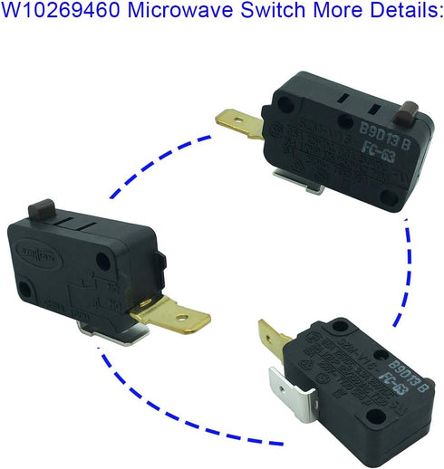 LONYE SZM-V16-FC-63 Microwave Door Switch Replacement for Whirlpool, Maytag, Amana, Pack of 2, PS2361113