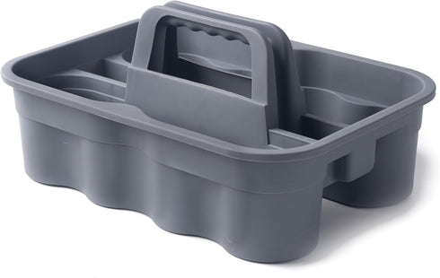 Matthew Large Gray Plastic Tote Tool & Deluxe Supply Cleaning Caddy with Handle for Shower Basket Storage Organizer